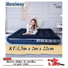 Nệm hơi/giường bơm hơi bestway, nệm có thu gọn, nằm êm, nhiều kích thước khác nhau tặng kèm bơm hơi điện 2 chiều