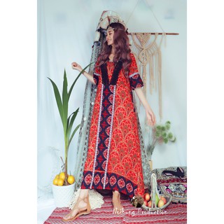 Váy đầm bisgize 40-70kg maxi bohemian boho vintage ulzzang đẹp rẻ dáng suông xoè dài hoạ tiết thổ cẩm hoa bầu teen boho