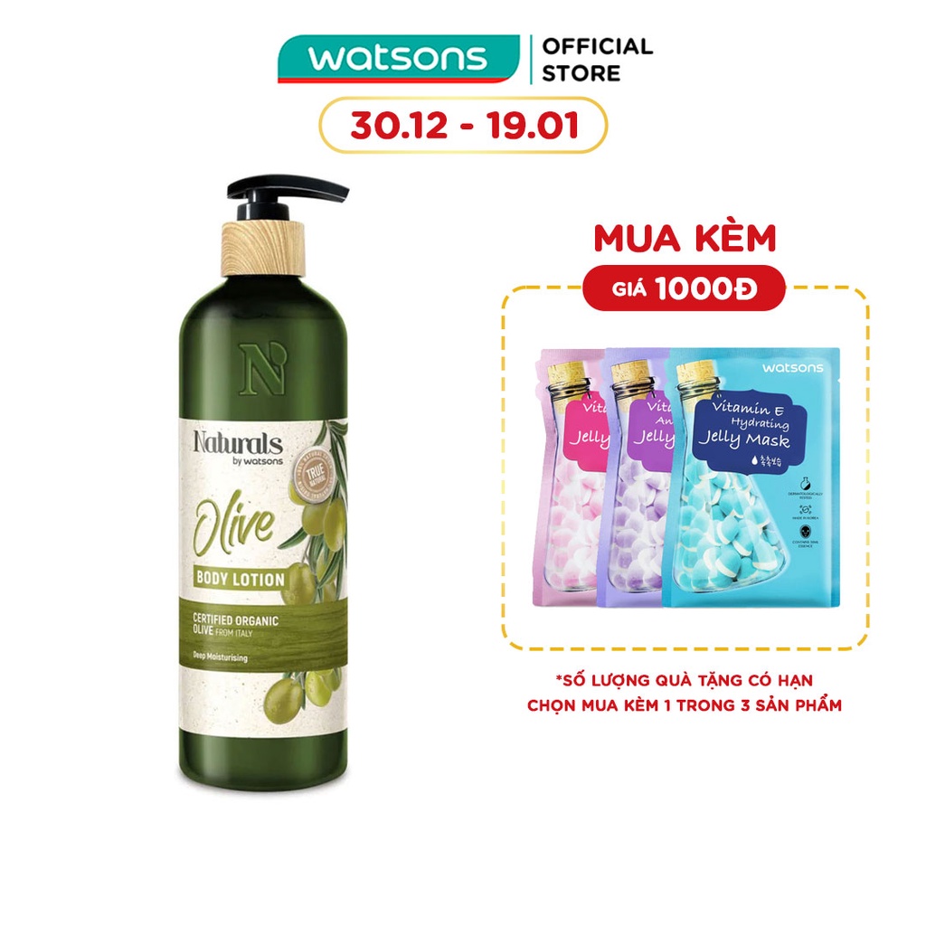 Sữa Dưỡng Thể Naturals By Watsons True Natural Chiết Xuất Olive 490ml