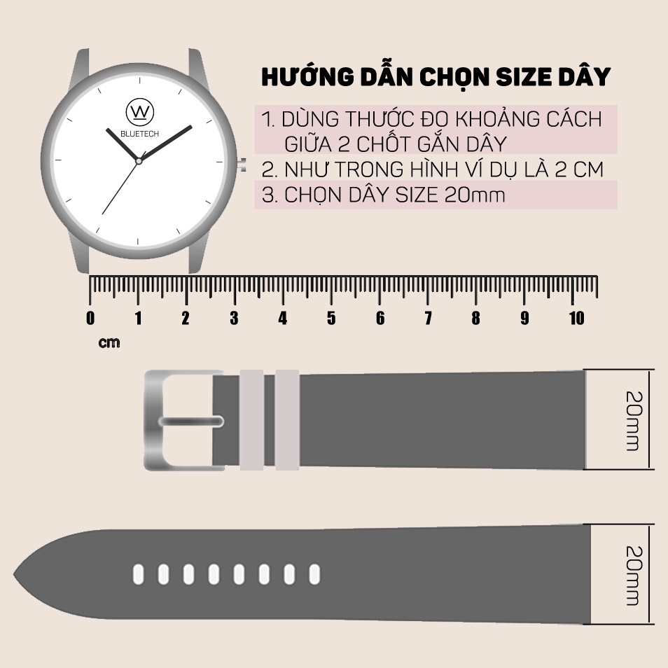 Dây da đồng hồ nam nữ, da bê đủ size 12-24mm