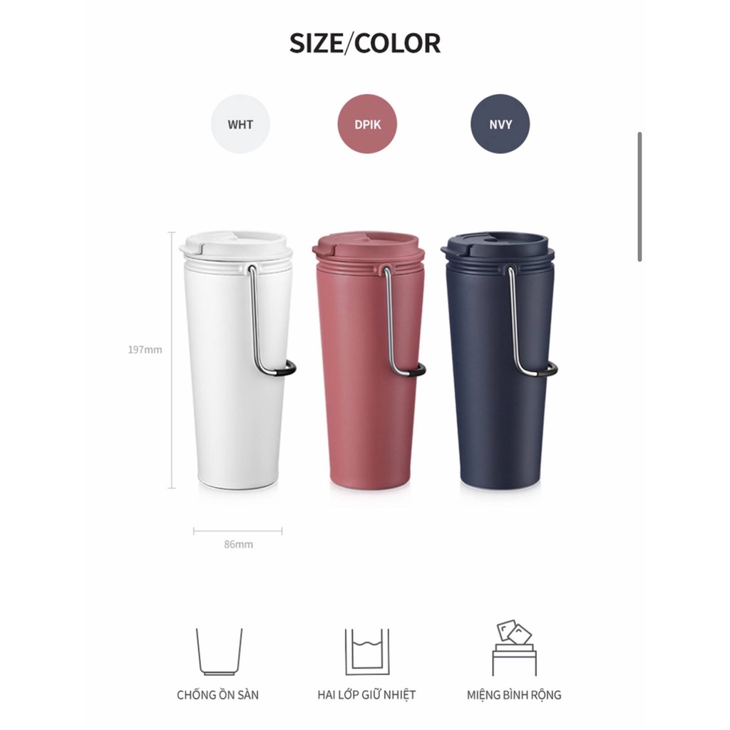 Ly giữ nhiệt Lock&Lock Bucket Tumbler 540ml - LHC4269, 3 màu, mẫu mới nhất 2021