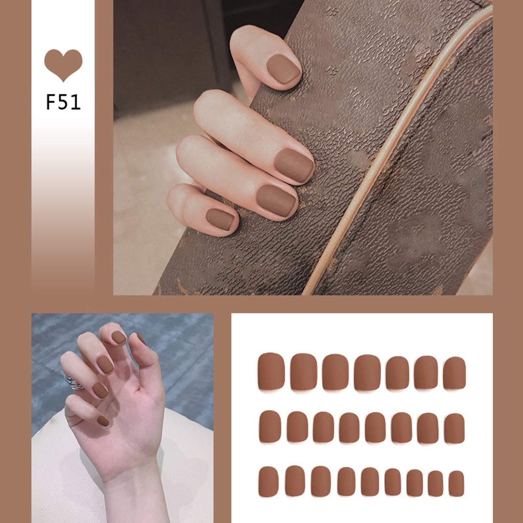 [Hàng mới về] Set 24 móng tay giả acrylic có keo dán thời trang làm đẹp cho nữ