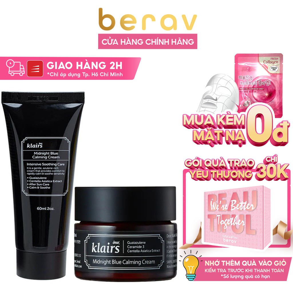 Kem Dưỡng Phục Hồi Da Sau Mụn Dear Klairs Midnight Bule Calming 30 / 60g