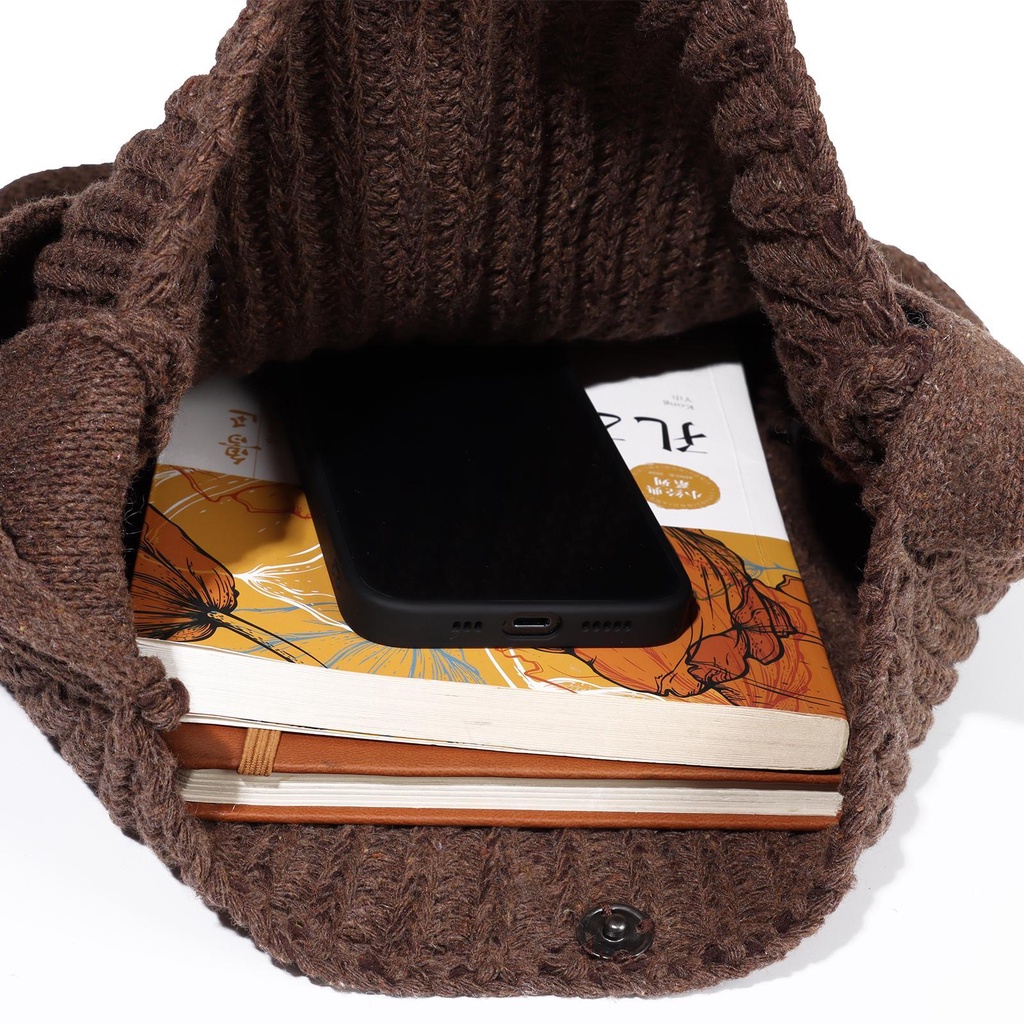 CLEVER Túi Xách Nữ Đan Len Ngăn Chứa Rộng Thời Trang