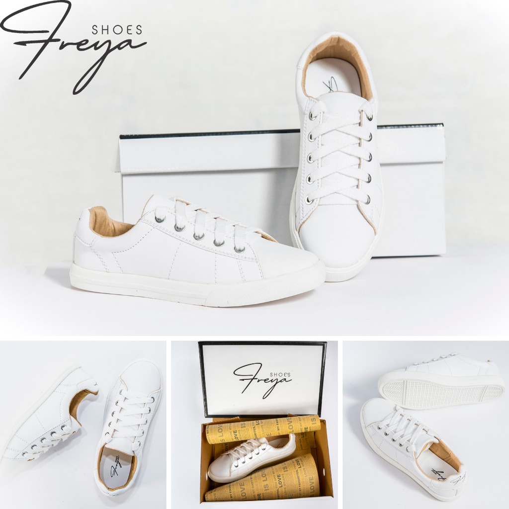 Giày Sneaker Trắng Trơn Basic đi êm chân Giày thể thao nữ Bata đế bằng cổ thấp Freya