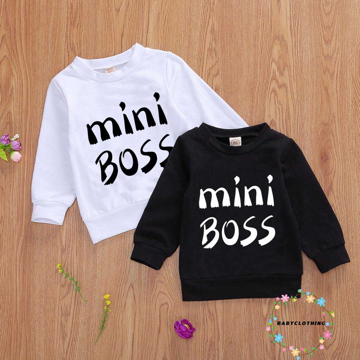 Áo Thun Tay Dài In Chữ Boss Cho Bé