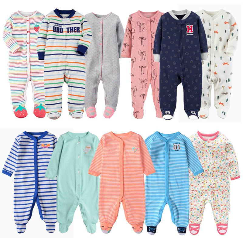 💥SALES💥 3PCS Baby Rompers Wrap Foot Boy and Girl 0-12M Long Sleeve Baby Clothing Baby One Piece Baby Jumpsuit With Socks