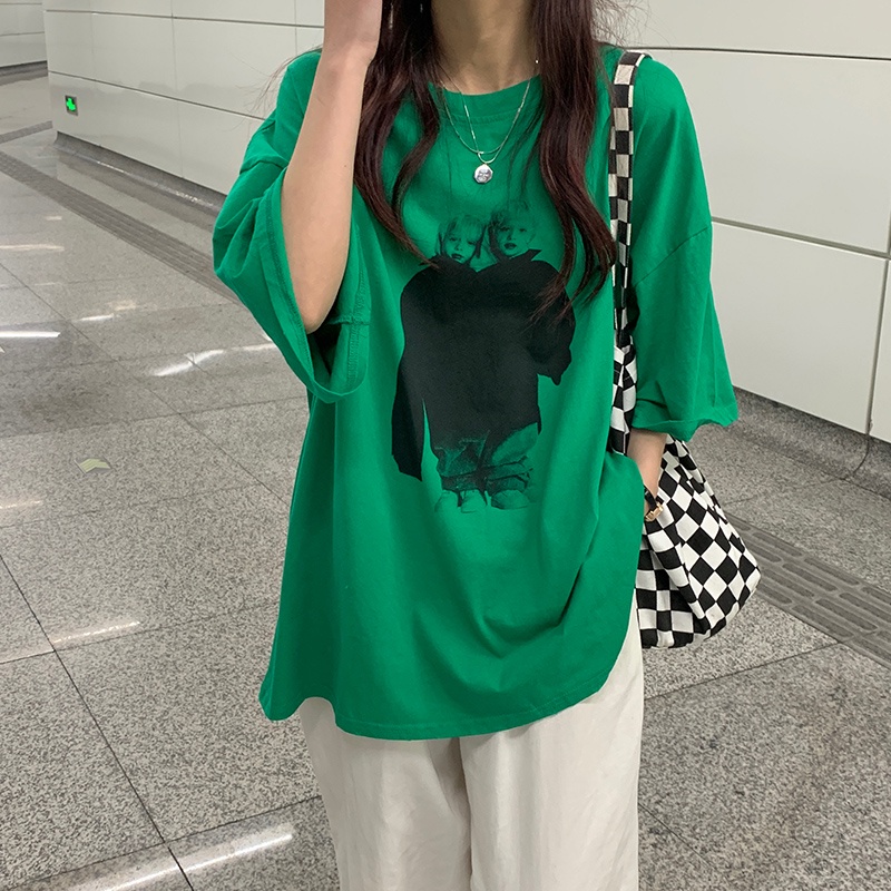 SUXI Áo Thun Ngắn Tay Cổ Tròn Dáng Rộng Thời Trang Mùa Hè Cho Nữ