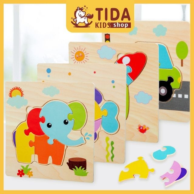 Đồ Chơi Xếp Hình Gỗ Puzzle, Bộ Đồ Chơi Gỗ 3D Loại Mỏng Cho Bé Giá Tốt ❤️ Freeship ❤️ TiDa Kids Shop