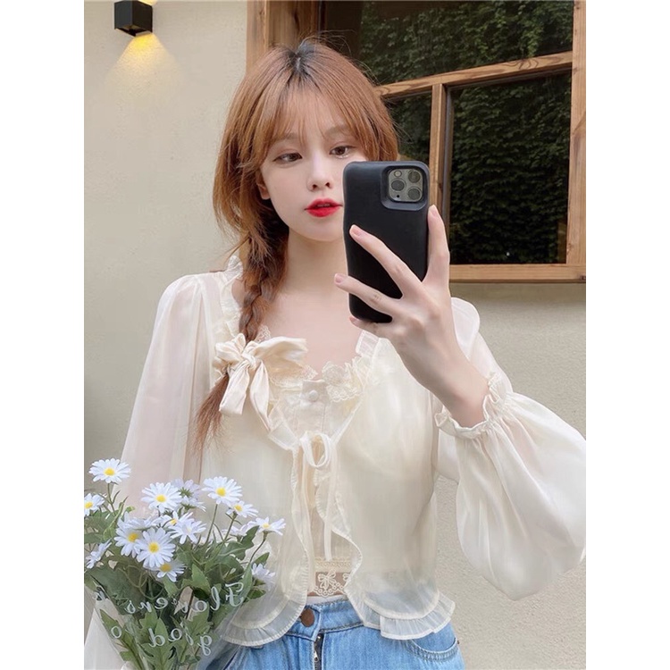 Áo cardigan mỏng croptop nữ ngắn hè bánh bèo tiểu thư CDG002