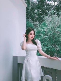 Đầm mắc cáo đan dây trắng xb