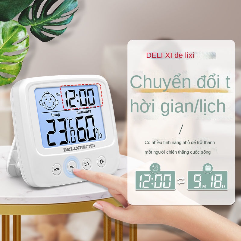 ▥▽▽Máy tính để bàn treo tường Delixi điện tử trong nhà gia dụng công nghiệp chính xác nhiệt độ và độ ẩm chính xác cao