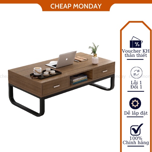 Bàn trà bệt, bàn phòng khách kiểu Nhật màu vân sồi, chất liệu gỗ MDF chống ẩm, chống xước