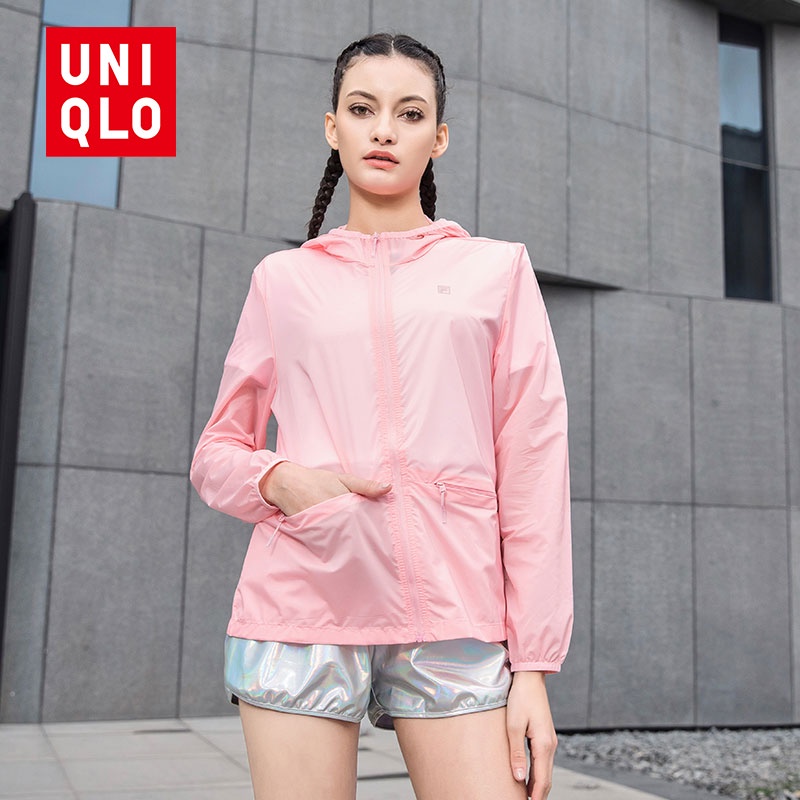 Uniqlo Áo Khoác Gió Thể Thao Màu Sắc Đơn Giản Có Túi Khóa Kéo Thoáng Khí Thời Trang Mùa Hè Cho Nam Và Nữ