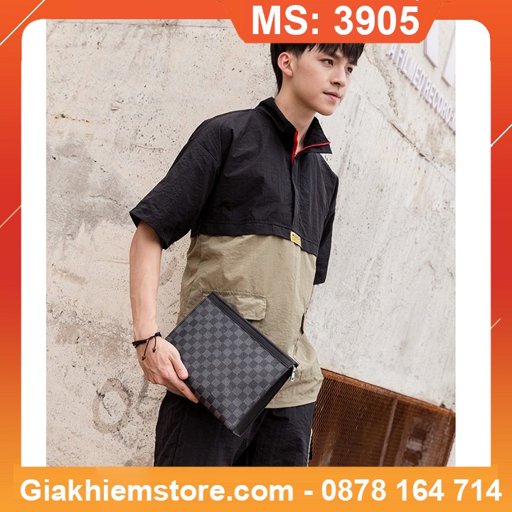 Túi Ví Cao Cấp Bằng Da Elemich [MS:3905] Màu Nâu Đen Kẻ Caro Của Gia Khiêm Store