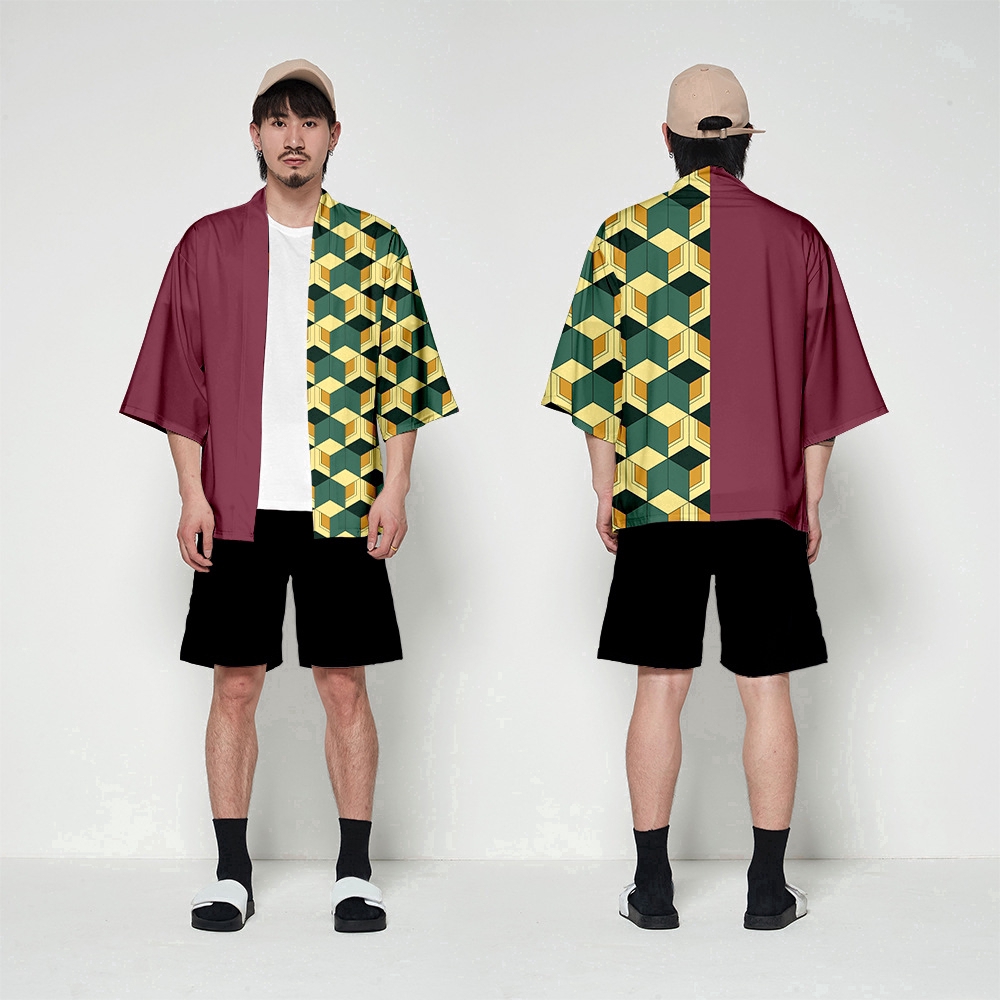 Áo khoác kimono dáng rộng phong cách anime "Demon Slayer: Kimetsu no Yaiba" dùng để hóa trang anime figure