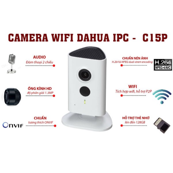 Camera IP DAHUA IPC-C15 (1.3 Mpx, Kết nối Wifi)