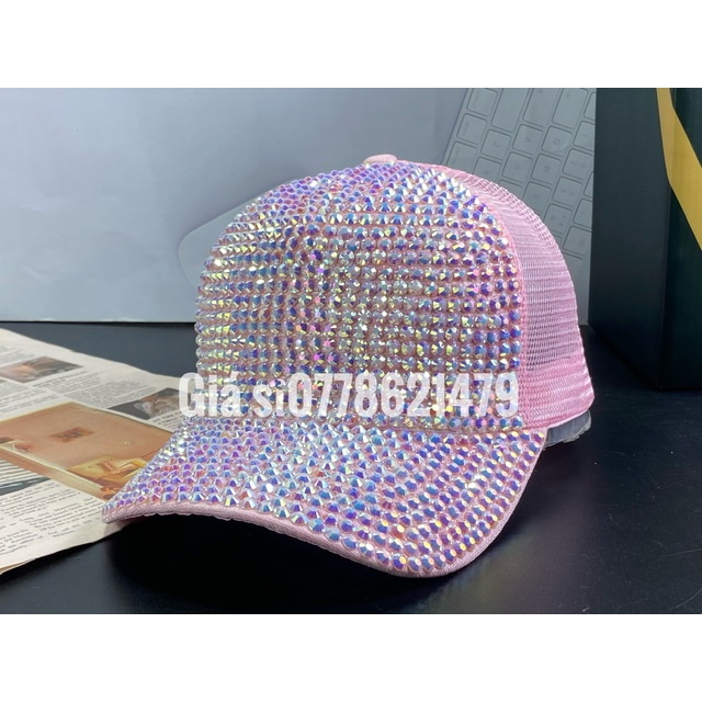 Mũ kết lưỡi trai nữ đính đá - nón nữ phối lưới đá kim cương  hàn quốc