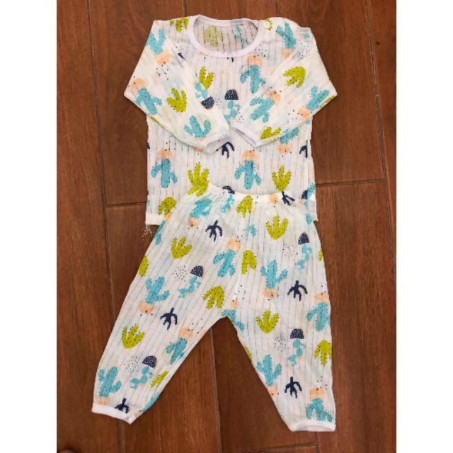 Bộ cotton giấy dài tay cho bé(xương rồng)