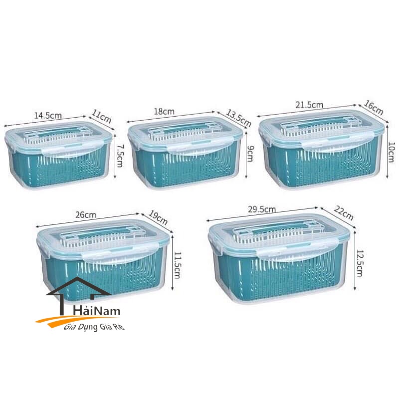 (HÀNG LOẠI 1) Set 5 Chậu Kèm Rổ Có Nắp Đựng Đồ Tủ Lạnh Siêu Tiện Lợi 5.0