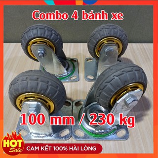 [GIÁ SHOCK] - BỘ 4 bánh xe đẩy cao su 100mm - tải 230 kg