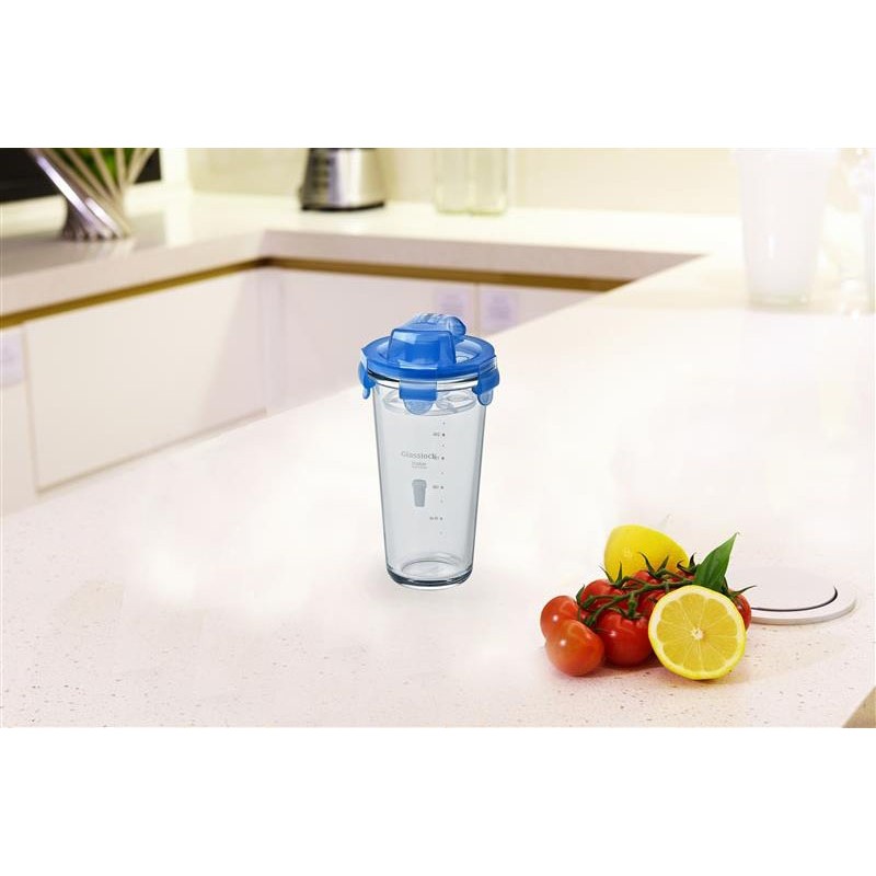 Ly thủy tinh chia vạch có nắp Glasslock Diet Shaker PC318 450ml (Xanh)