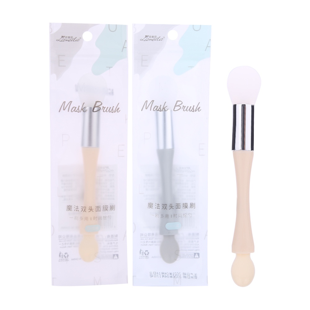 Thìa Đắp, Trộn Mặt Nạ &amp; Mỹ Phẩm Silicon Lameila 2 In 1 (Chổi Quét)