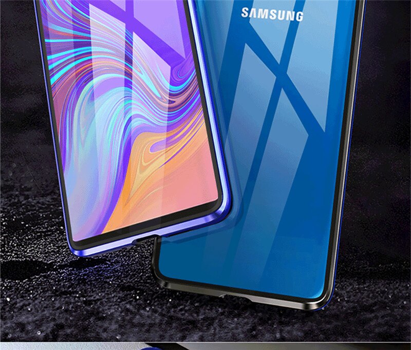 Samsung Galaxy A20S A10 A10S A20 A30 A30S A50 A50S A60 A70 A70S A80 M10 M10S M21 M30 M30S M31 M40 360 ° Kính Cường Lực Hai Mặt Bằng Kim Loại Từ Tính Vỏ Vỏ điện Thoại