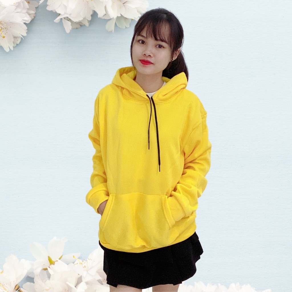 Áo khoác hoodie nỉ trơn unisex nam nữ có mũ phom rộng cá tính