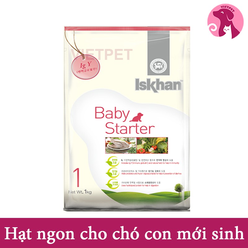 Thức ăn Iskhan Baby Starter 1kg (Thức ăn cho chó con, hạt cho chó con,...) NK Hàn Quốc