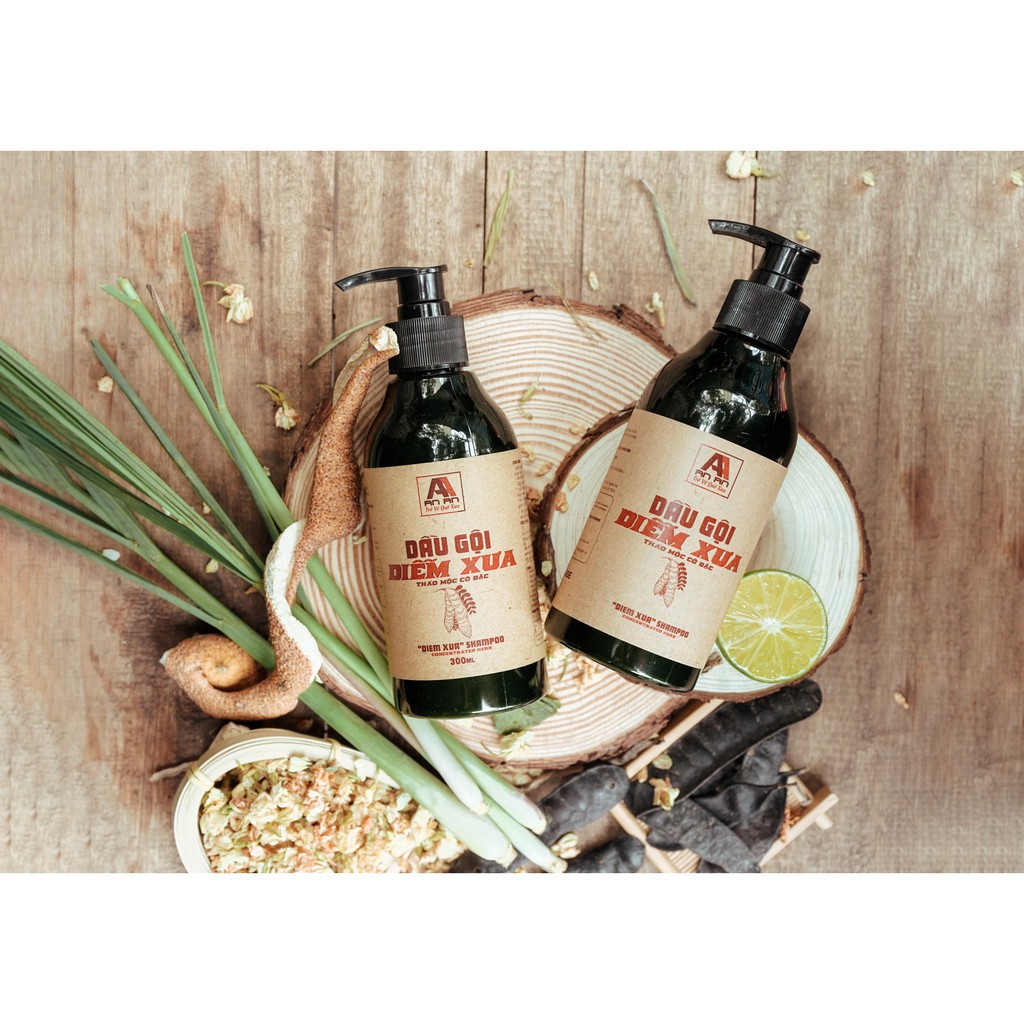 Dầu gội thảo dược ‍♀️ Dầu gội bồ kết thảo mộc dưỡng tóc Diễm Xưa ngăn rụng tóc, sạch gàu 300ml