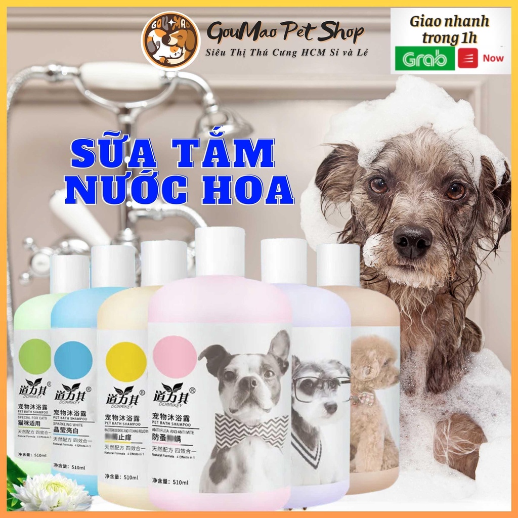 Sữa tắm cho chó mèo BORAMMY (Chai 510ml) dưỡng chất hoa hồng chăm sóc lông toàn diện