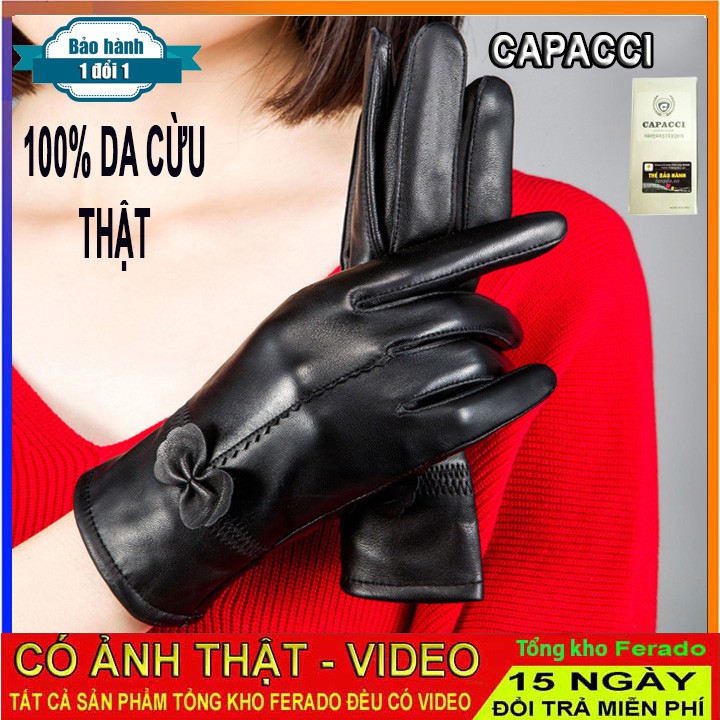 Găng tay nữ capacci 100% da cừu thật