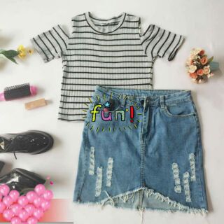 Áo croptop khoét vai phom nhỏ 37-42kg