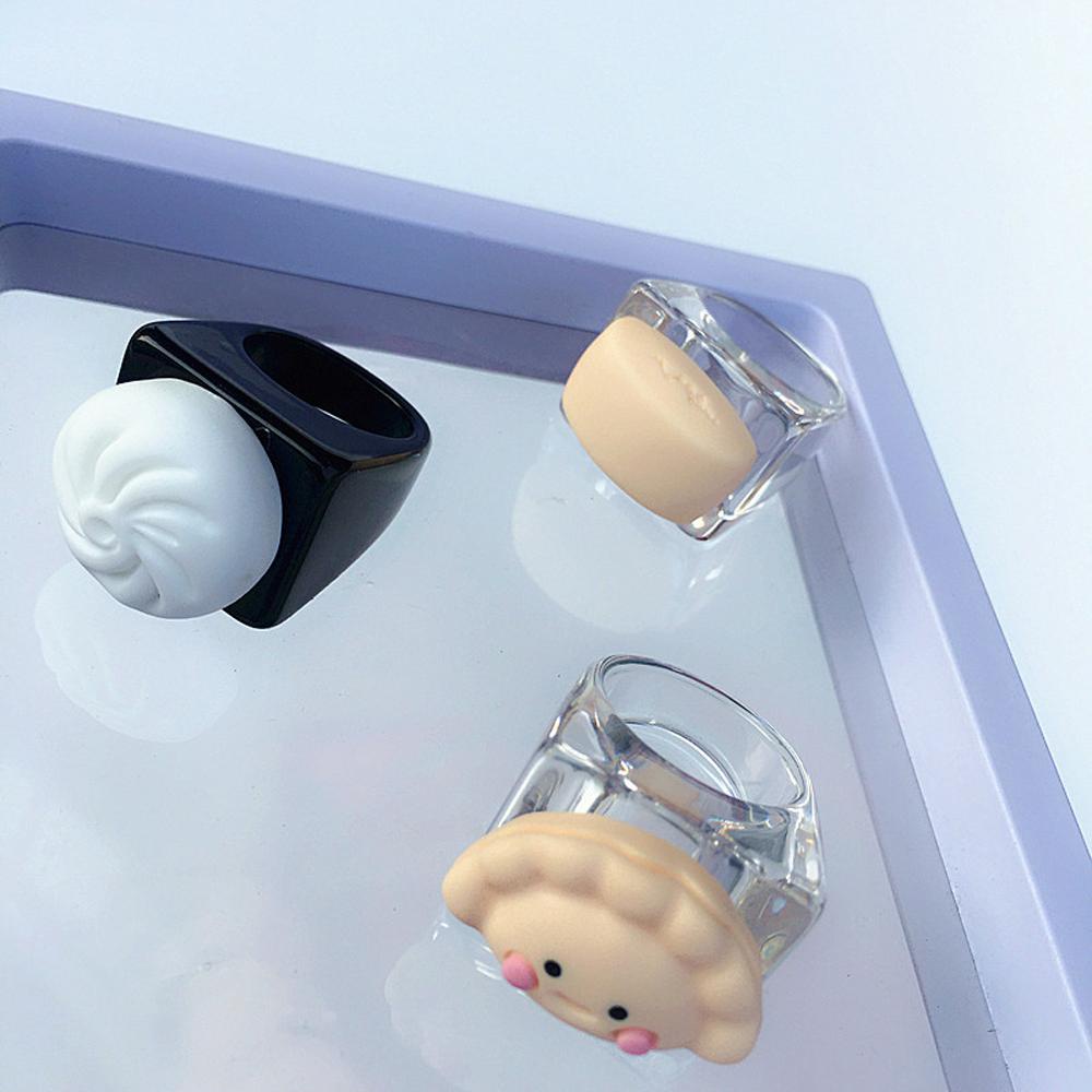 Nhẫn Acrylic Trong Suốt Hình Cây Kem Phong Cách Hàn Quốc