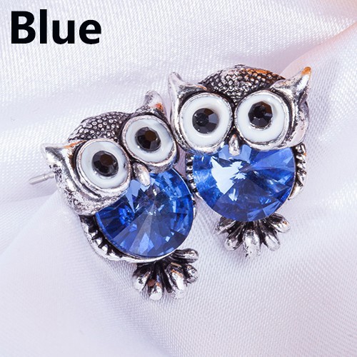 Hoa tai mặt hình chim cú đính đá cho nữ