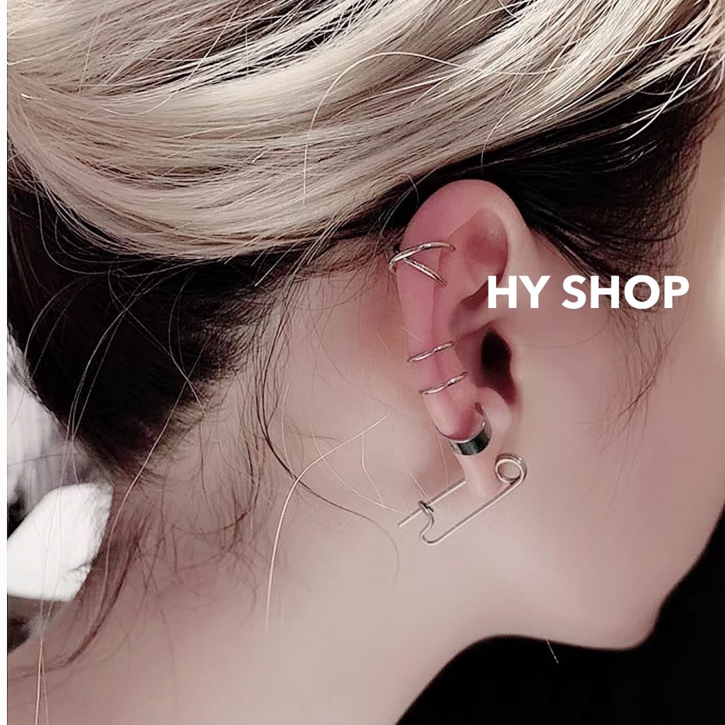 Set 3 kẹp tai titan cá tính siêu bền thép không cần xỏ lỗ