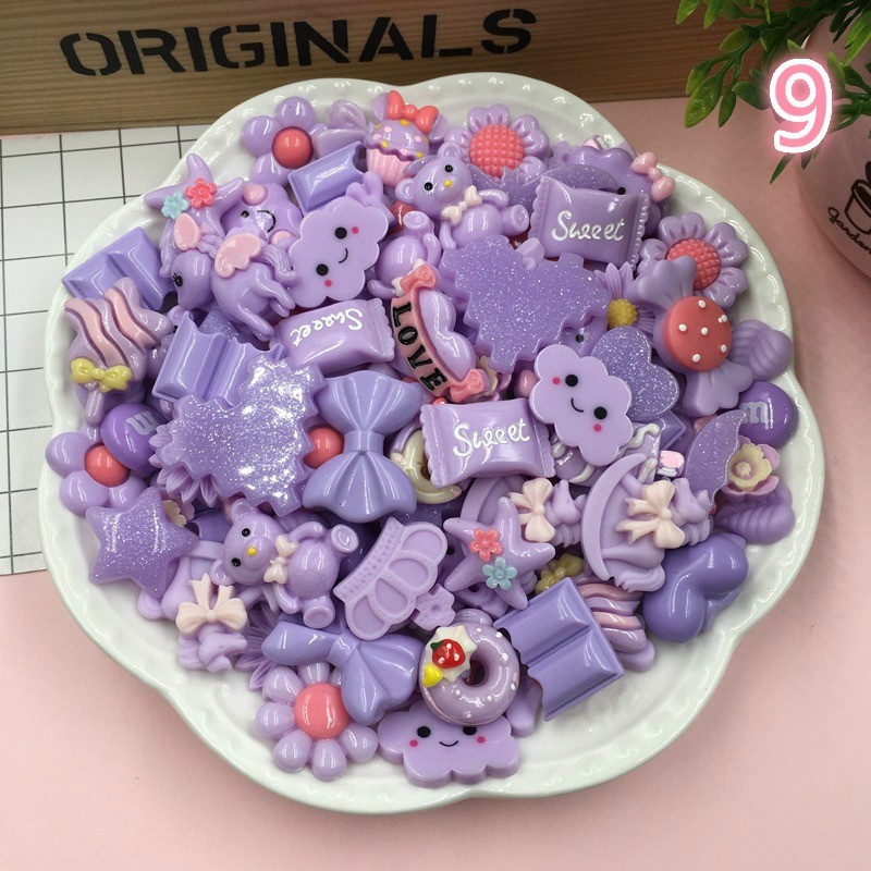 Bộ 20 Vật Trang Trí Điện Thoại / Sổ Lưu Niệm Bằng Resin Màu Ngẫu Nhiên Dễ Thương DIY