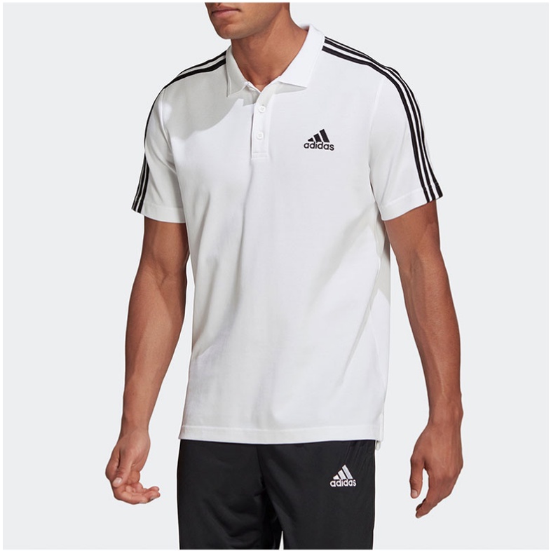 Áo polo 3 Sọc thêu logo nhỏ vải piqué AEROREADY Essentials++GK9138-GK9097++Hàng Chính hãng Cho Nam