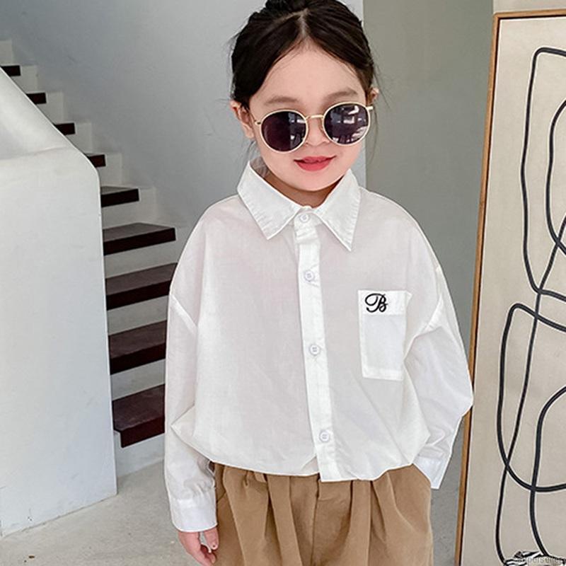 Áo Sơ Mi Màu Trắng Phong Cách Hàn Quốc Cho Bé Gái