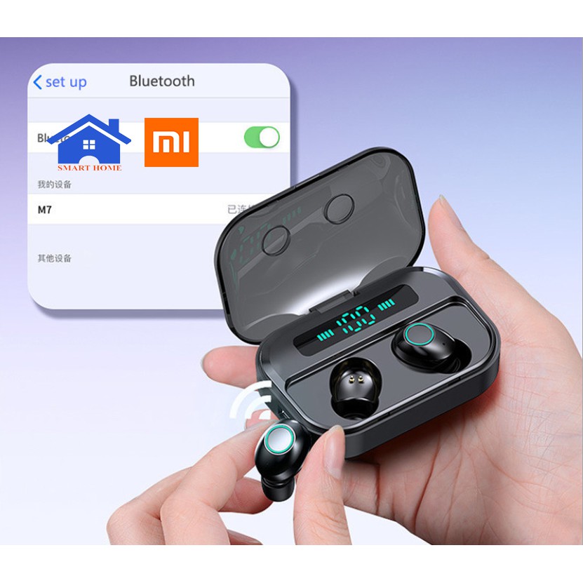Tai Nghe Bluetooth Cảm ứng M7 -chống nước chuẩn ipx7 - thời gian nghe 90h - Tai nghe không dây M7