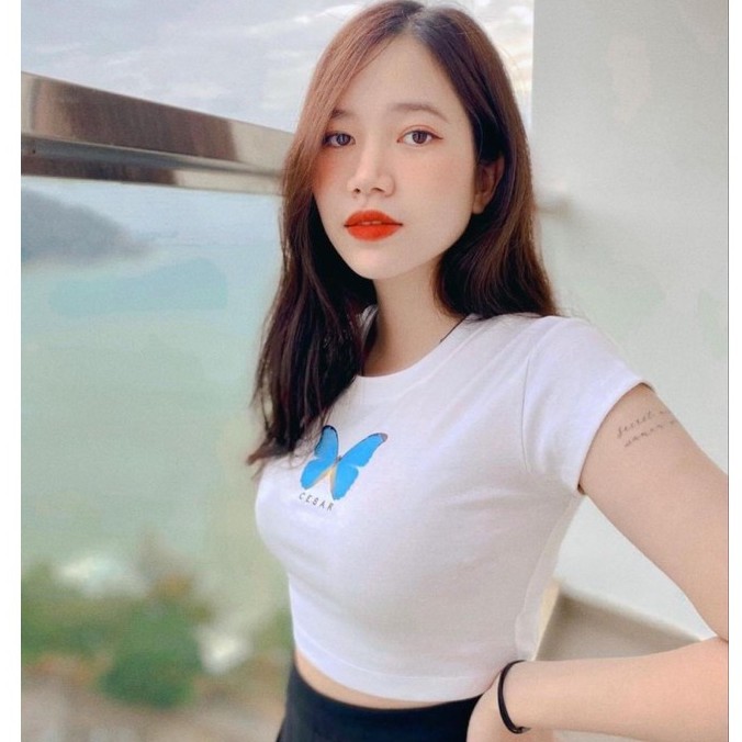 Áo croptop thêu hình bướm nhỏ🌸🌸[Hình thêu rất đẹp] | BigBuy360 - bigbuy360.vn