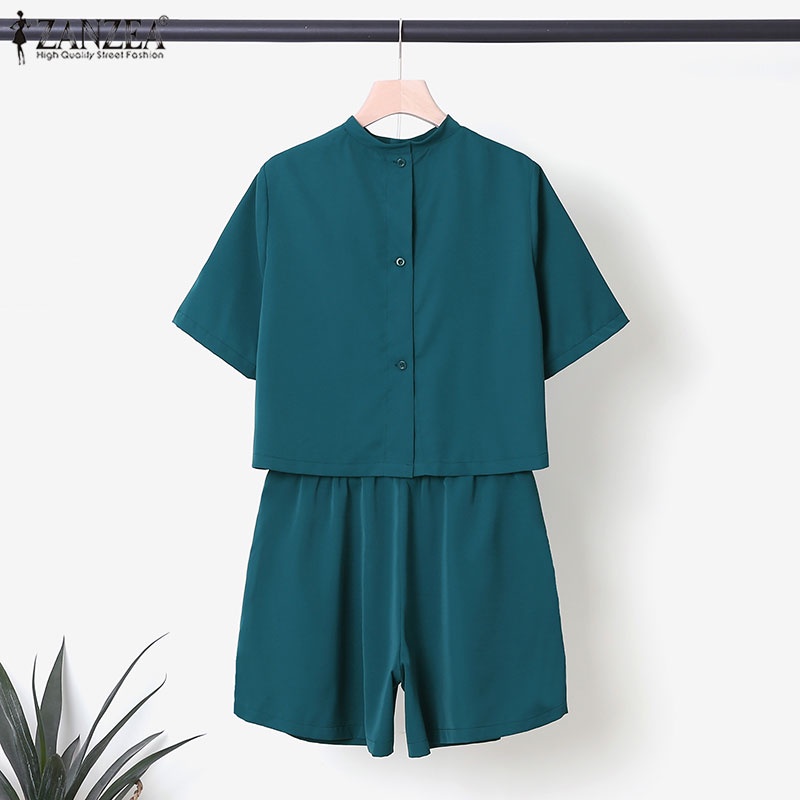 Set áo thun ngắn tay + quần short lưng thun Zanzea thời trang nữ