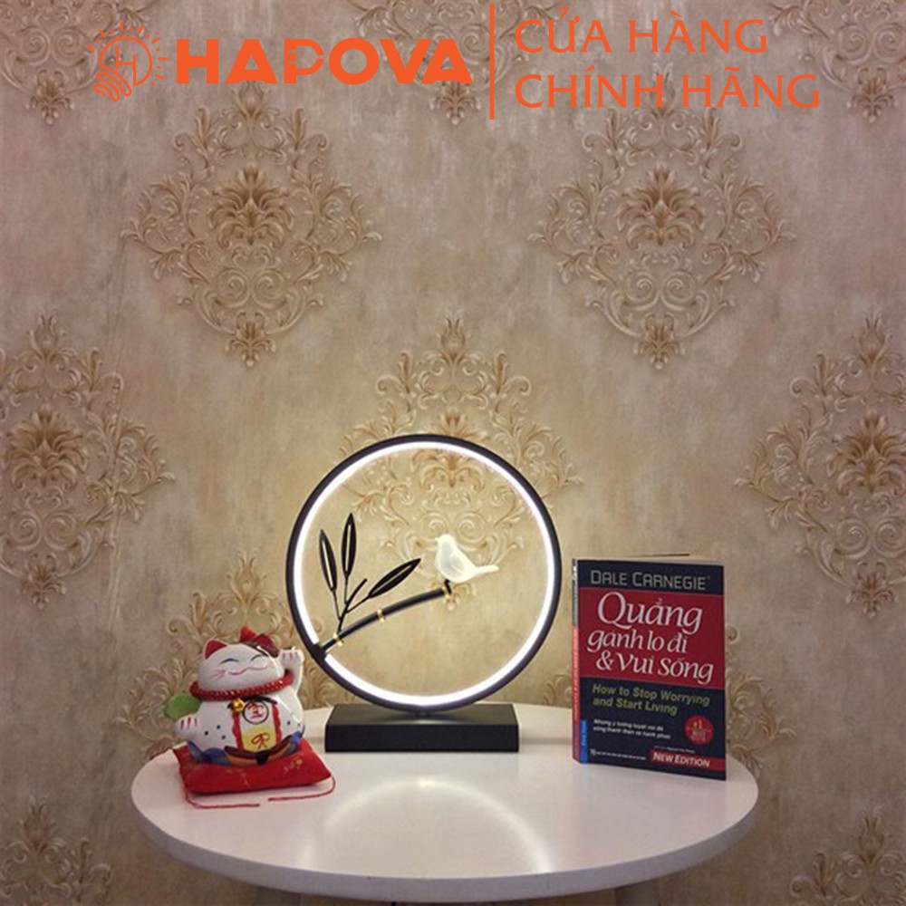 Đèn để bàn, đèn ngủ để bàn HAPOVA AMORY trang trí sang trọng có 3 chế độ sáng, bảo hành 12 tháng DGT 3028