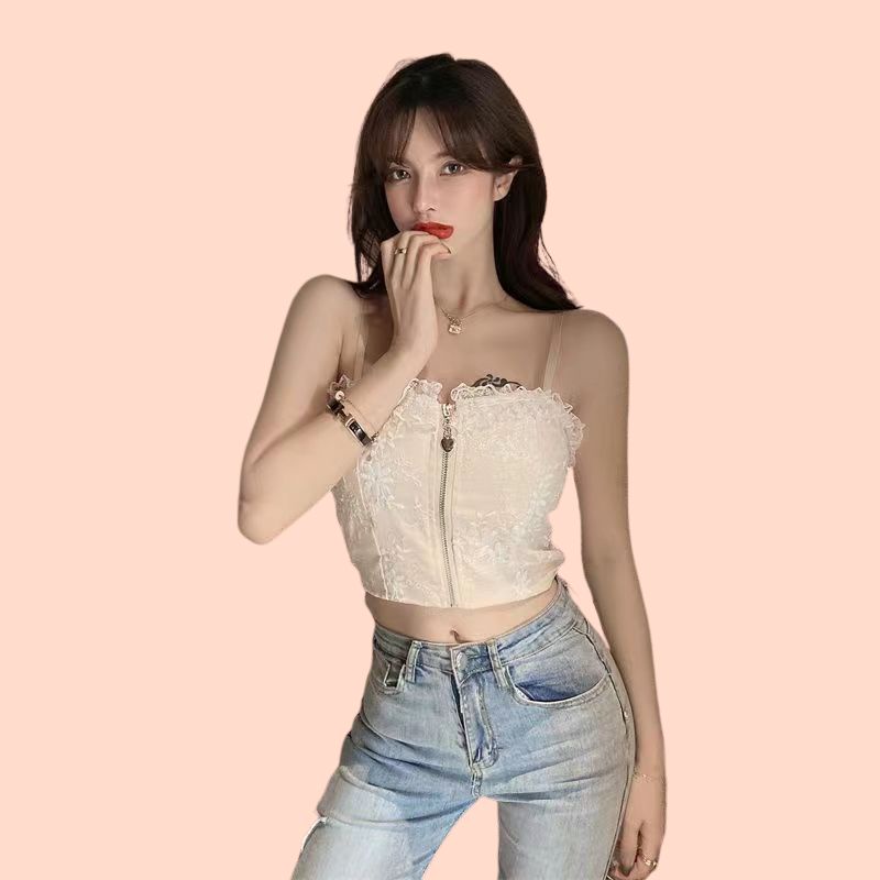 Áo Lót Nữ Áo Bra Cotton Đệm Su Thêu Hoa Viền Ren Dây Kéo Trước 2 Dây Gợi Cảm - 2210