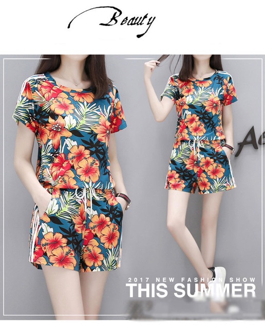 Set bộ short big size hoa cao cấp size lớn 60-80kg hàng đẹp y hình