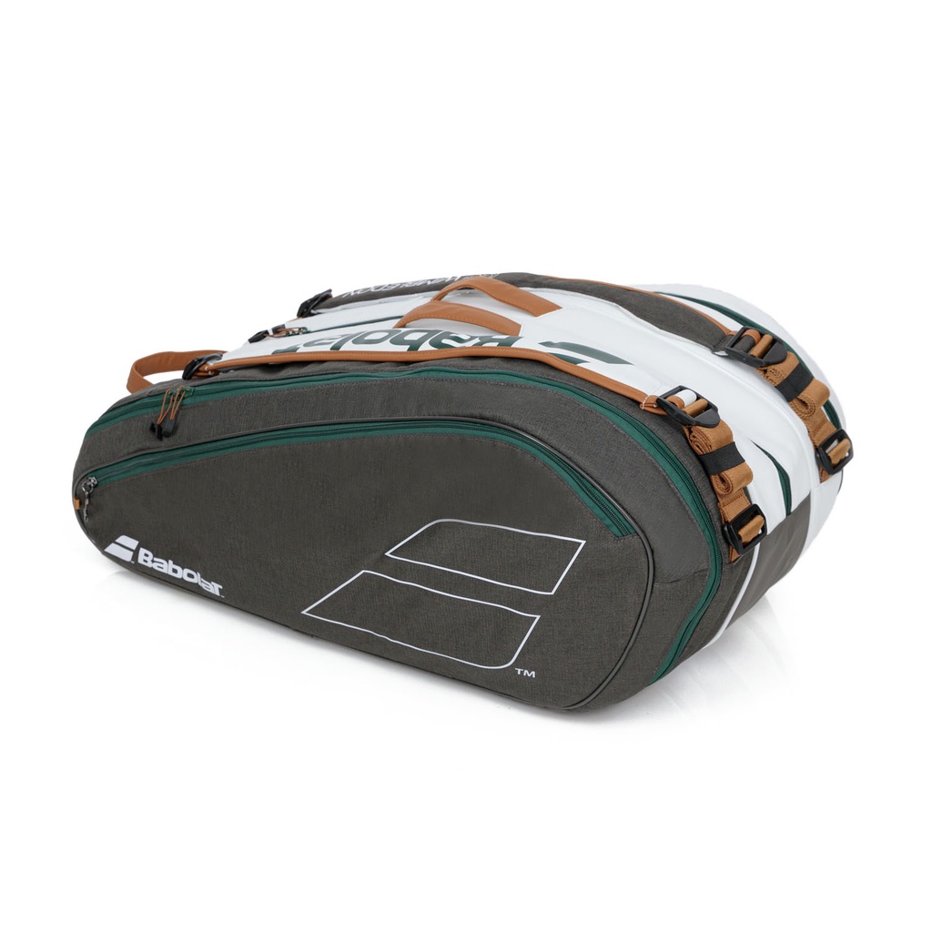 Túi vợt Babolat backpack Rhx12 Pure Wimbledon có 3 ngăn lớn màu trắng ghi