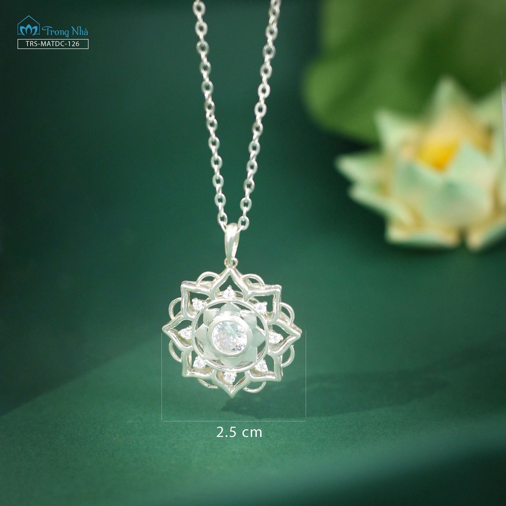 Mặt dây chuyền bạc S925 biểu tượng Mandala đính đá - Trang sức Bình An - Trong Nhà