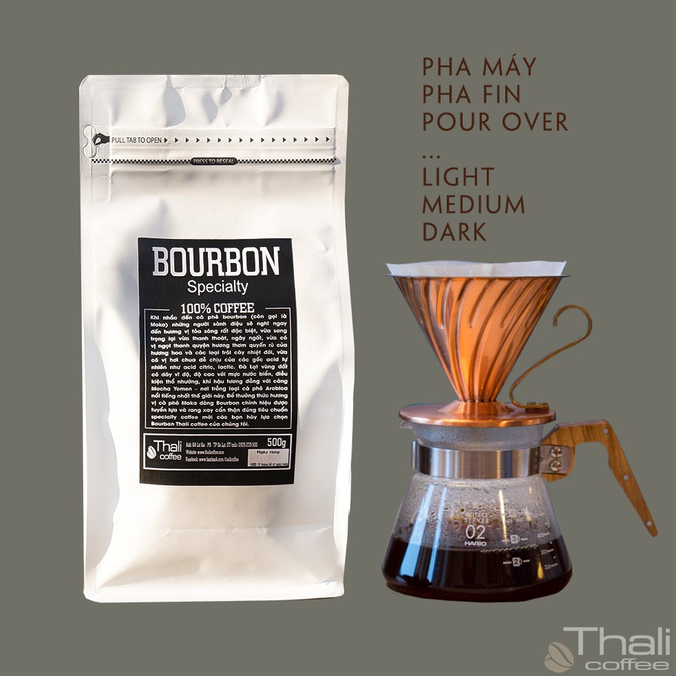 Cà phê sạch, nguyên chất, Bourbon coffee 500g