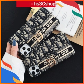 Ốp Điện Thoại Da Thêu Họa Tiết Dior Có Ngăn Đựng Thẻ Chống Rơi Cho Iphone 12pro Max I11 11pro Xs Max Xr Ix I7 I8P Se2